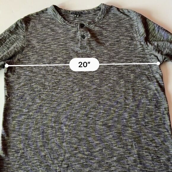 Theory Black White Striped Knit Stretch Long Sleeve Shirt Men's Size Large - Picture 5 of 7